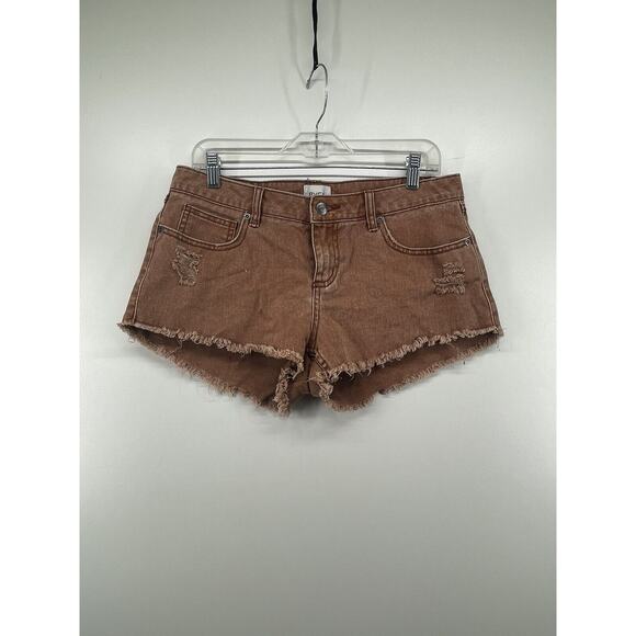 RVCA Hello Mellow Brown Cutoff Denim Jean Shorts Frayed Edge Women’s Size 29 - Picture 11 of 12